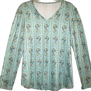 Shein women's XL floral print long sleeves polyester pullover blouse. New 4041